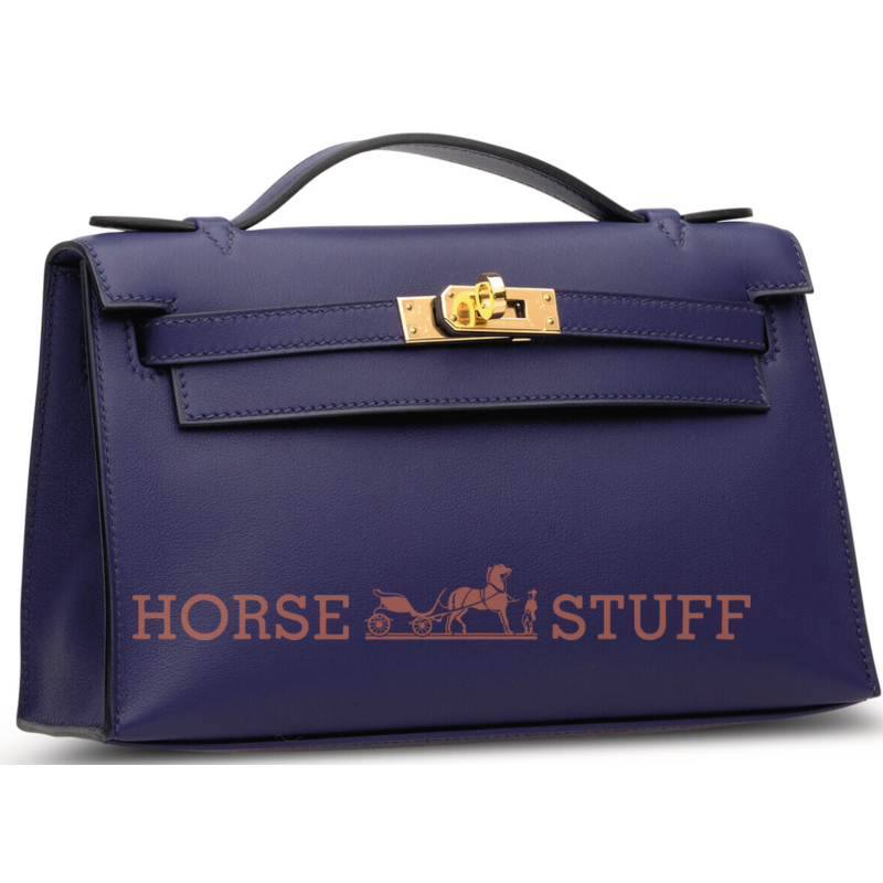 Hermès Kelly Pochette Clutch Blue Sapphire Swift GHW