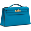 Hermès Kelly Pochette Clutch Blue Zanzibar Swift GHW