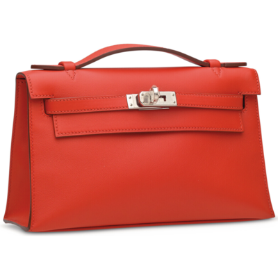 Hermès Kelly Pochette Clutch Capucine Swift PHW 
