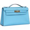 HERMÈS KELLY POCHETTE CLUTCH Celeste Swift GHW