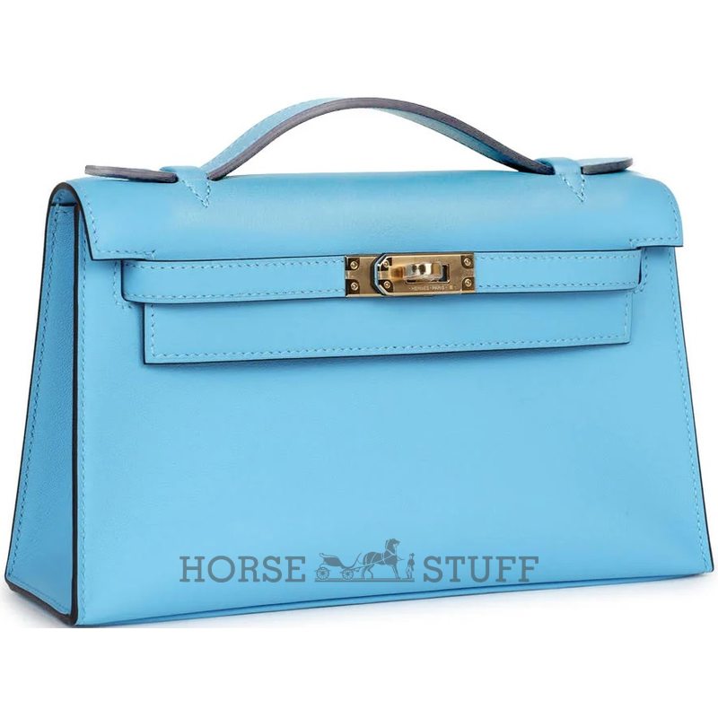 HERMÈS KELLY POCHETTE CLUTCH Celeste Swift GHW