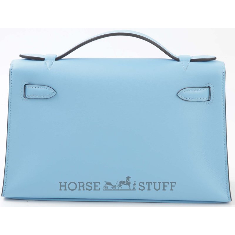 HERMÈS KELLY POCHETTE CLUTCH Celeste Swift PHW