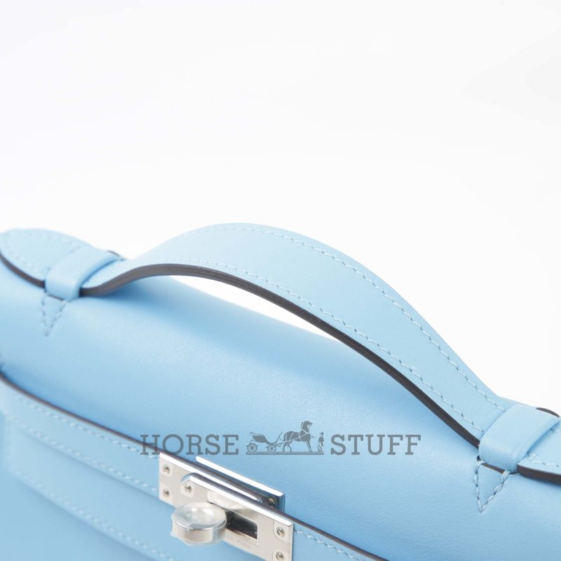 HERMÈS KELLY POCHETTE CLUTCH Celeste Swift PHW