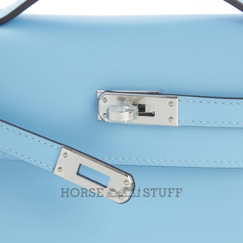 HERMÈS KELLY POCHETTE CLUTCH Celeste Swift PHW