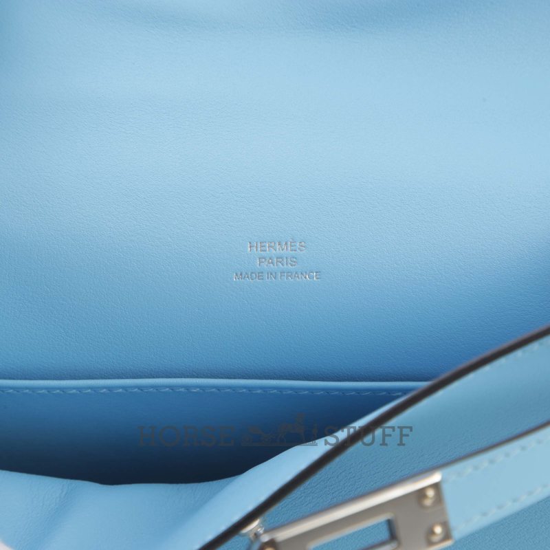 HERMÈS KELLY POCHETTE CLUTCH Celeste Swift PHW