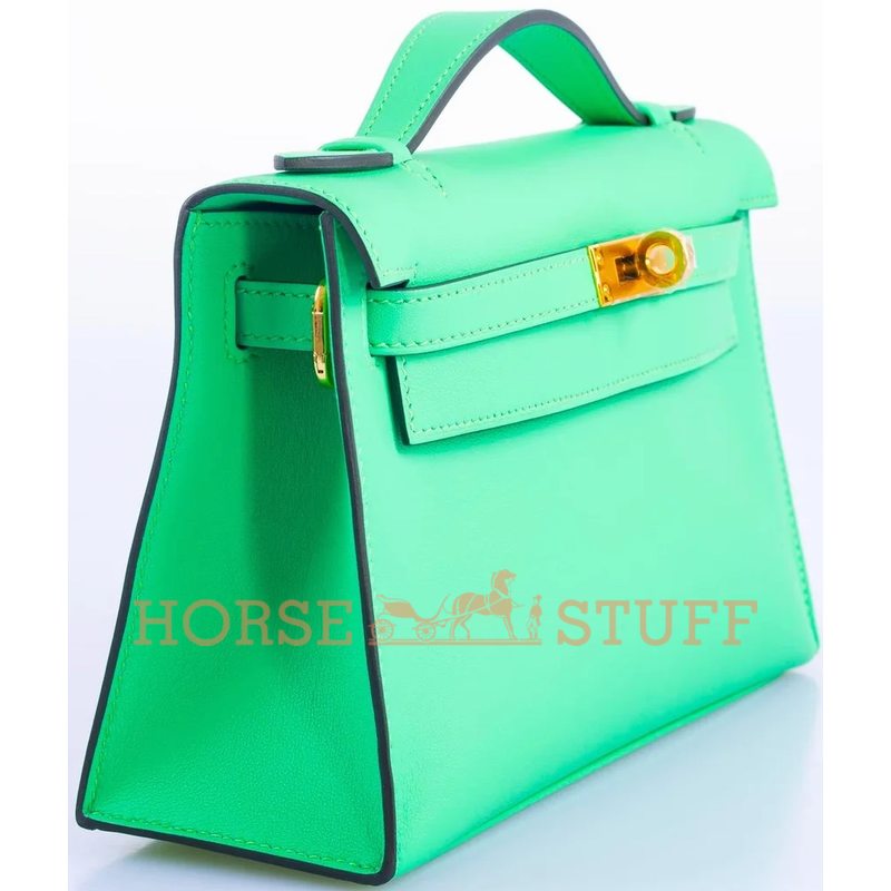 Hermès Kelly Pochette Vert Comics Swift GHW