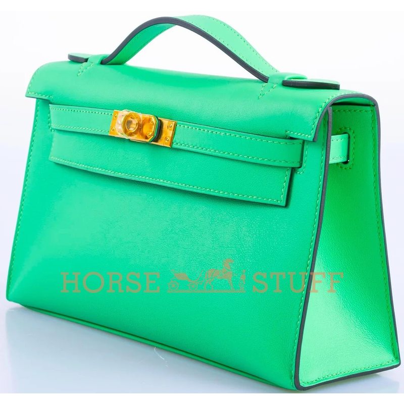 Hermès Kelly Pochette Vert Comics Swift GHW