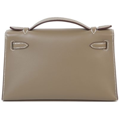 Hermès Kelly Pochette Clutch Etoupe Swift GHW