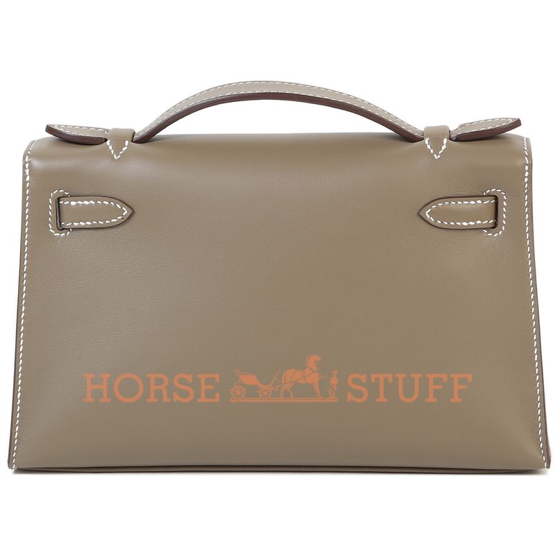 Hermès Kelly Pochette Clutch Etoupe Swift GHW