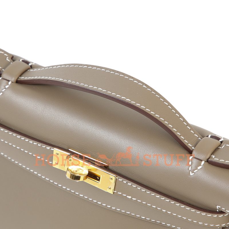 Hermès Kelly Pochette Clutch Etoupe Swift GHW