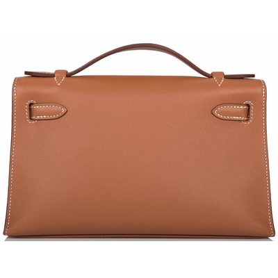 Hermès Kelly Pochette Clutch Gold Swift GHW 