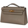 HERMÈS KELLY POCHETTE CLUTCH Gris Asphalt Swift GHW