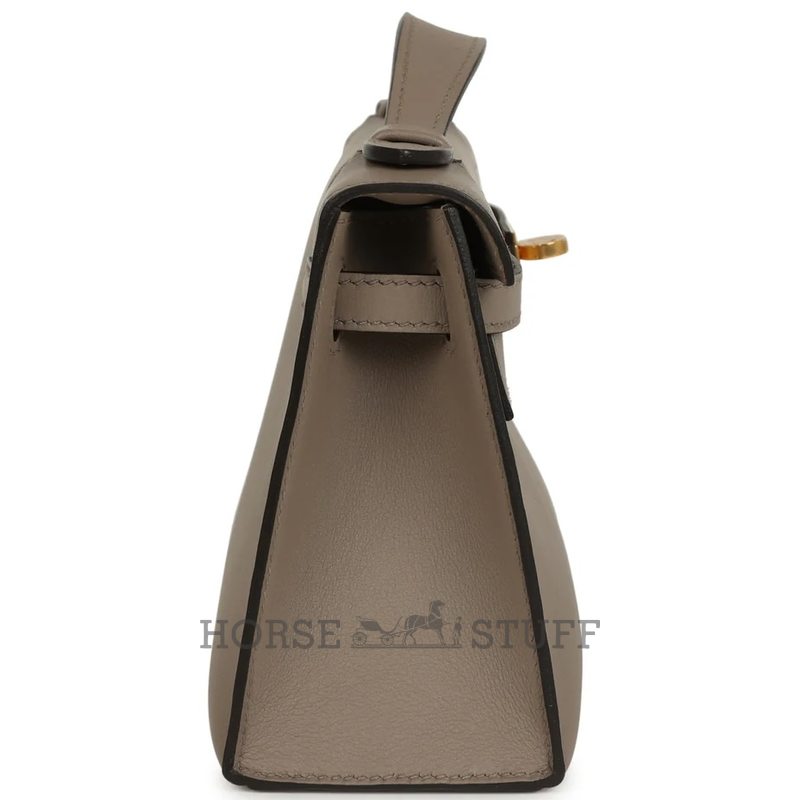 HERMÈS KELLY POCHETTE CLUTCH Gris Asphalt Swift GHW