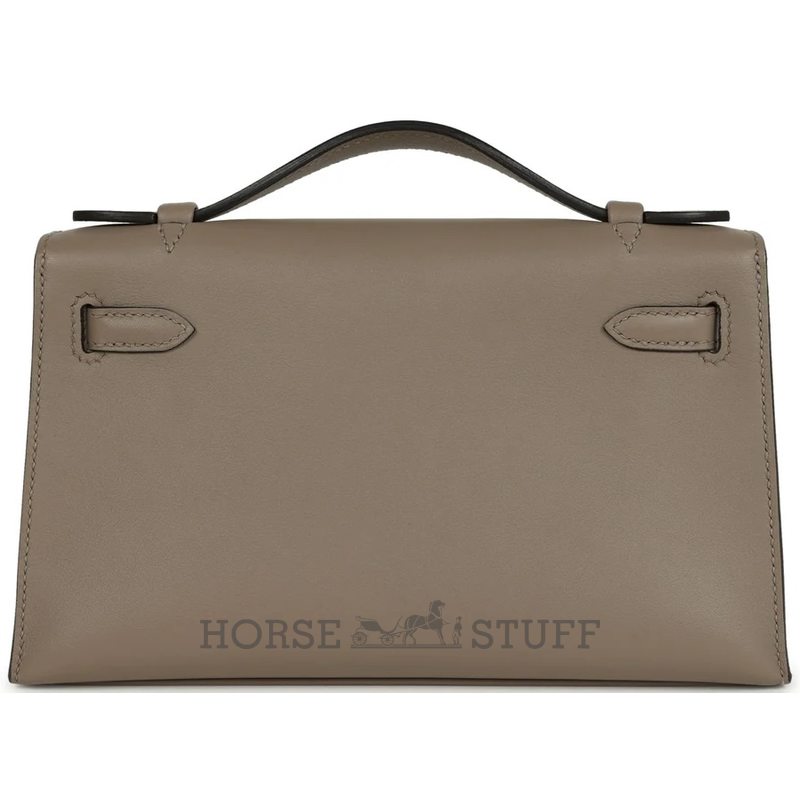 HERMÈS KELLY POCHETTE CLUTCH Gris Asphalt Swift GHW