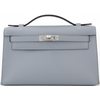 HERMÈS KELLY POCHETTE CLUTCH Gris Pantin Swift PHW