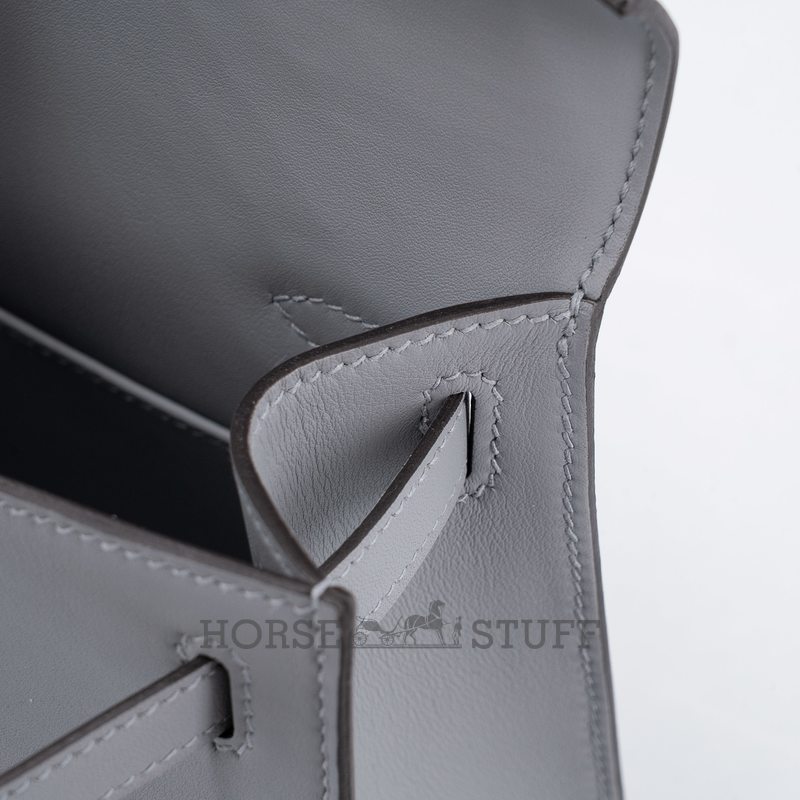 HERMÈS KELLY POCHETTE CLUTCH Gris Pantin Swift PHW