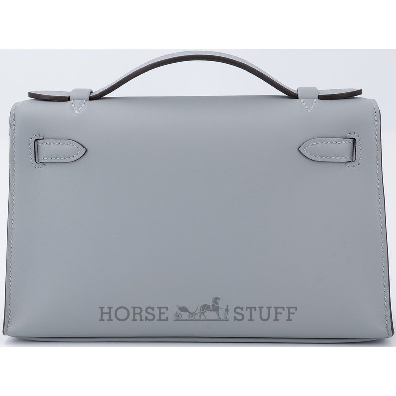 HERMÈS KELLY POCHETTE CLUTCH Gris Pantin Swift PHW