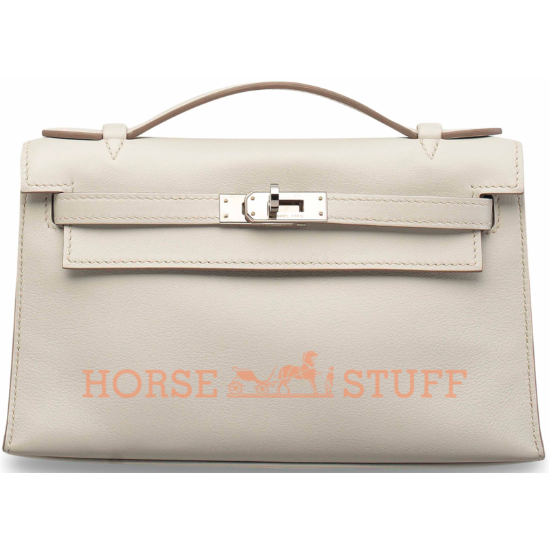 Hermès Kelly Pochette Clutch Gris Perle Swift PHW