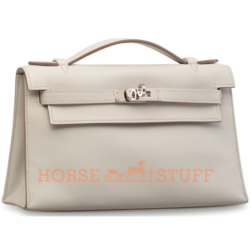 Hermès Kelly Pochette Clutch Gris Perle Swift PHW