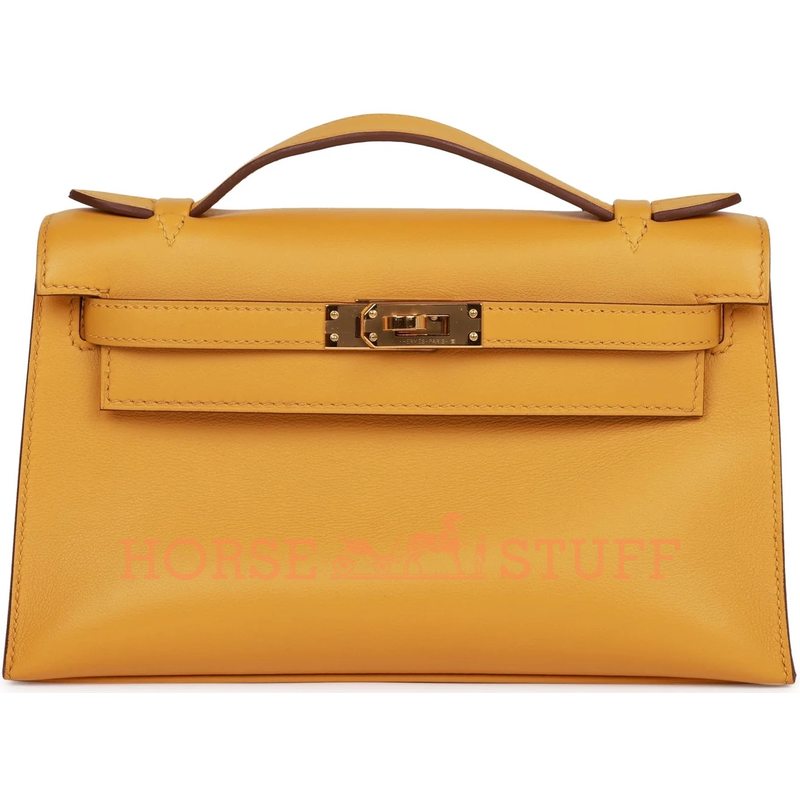 Hermès Kelly Pochette Jaune Ambre Swift GHW