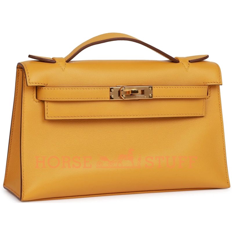 Hermès Kelly Pochette Jaune Ambre Swift GHW