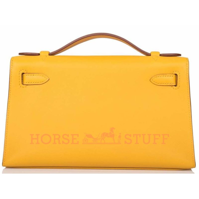 Hermès Kelly Pochette Clutch Jaune Ambre Swift PHW