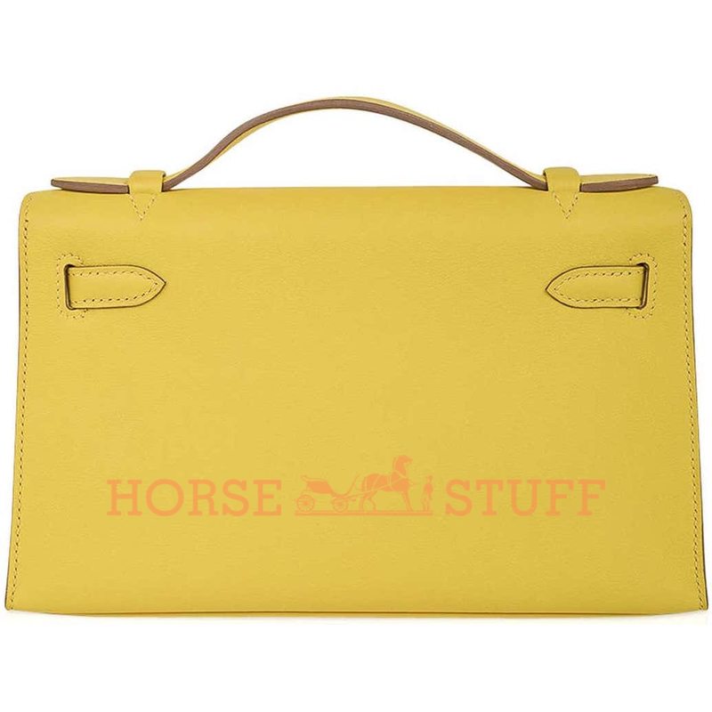 Hermès Kelly Pochette Clutch Lime Swift GHW