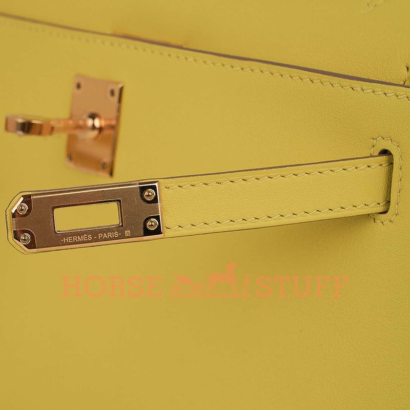 Hermès Kelly Pochette Clutch Lime Swift GHW