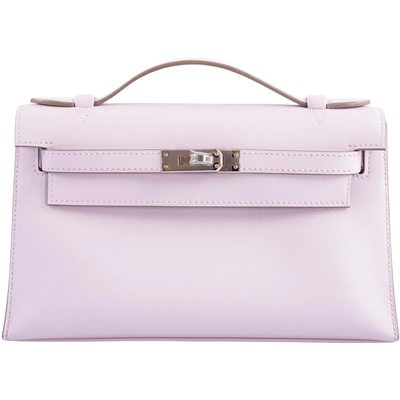 Hermès Kelly Pochette Mauve Pale Swift PHW