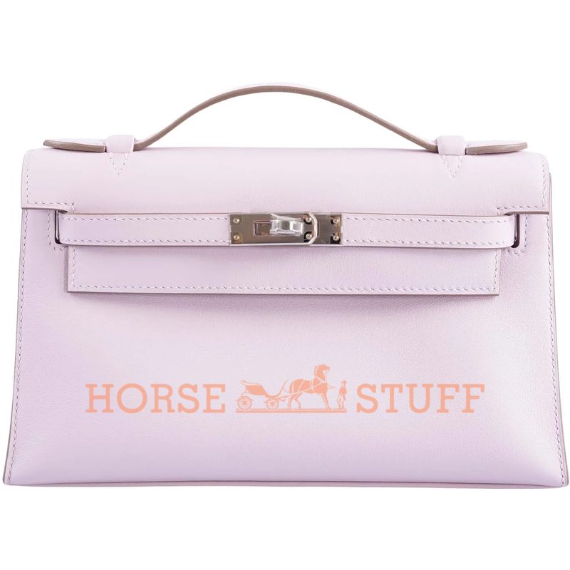 Hermès Kelly Pochette Mauve Pale Swift PHW