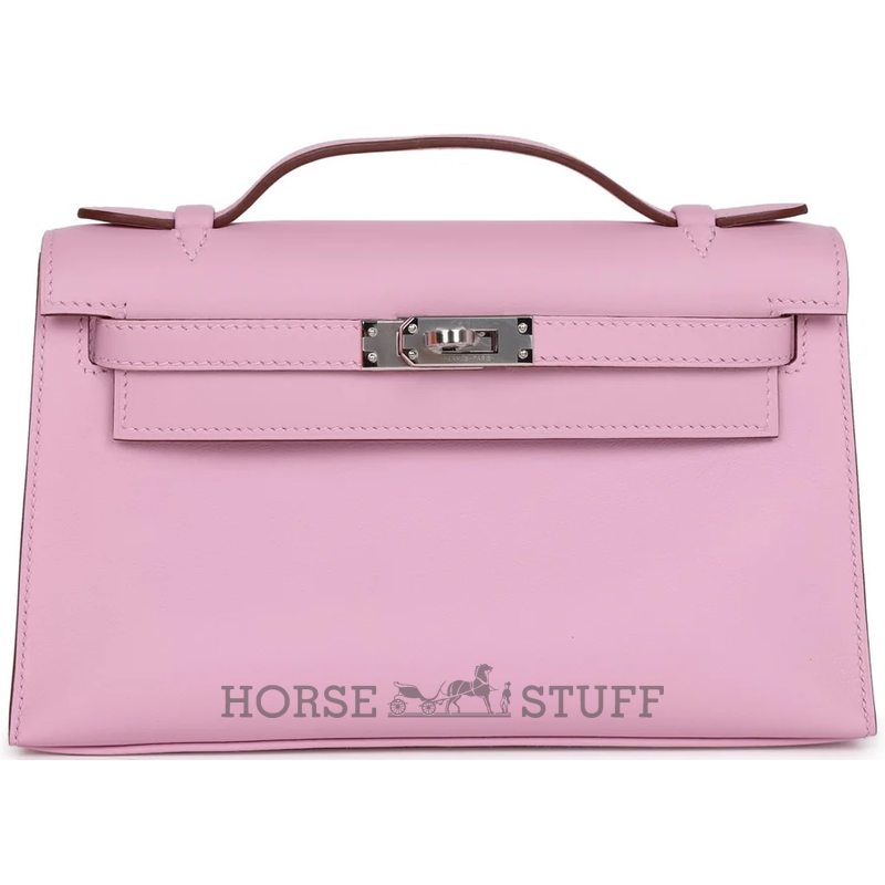 HERMÈS KELLY POCHETTE CLUTCH Mauve Sylvestre Swift PHW
