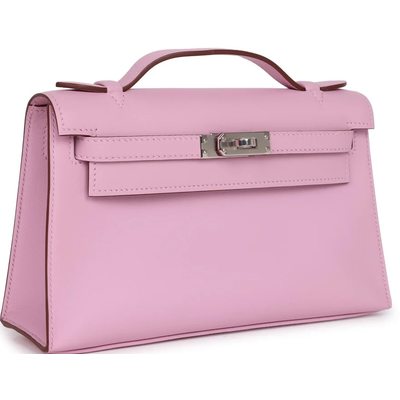 HERMÈS KELLY POCHETTE CLUTCH Mauve Sylvestre Swift PHW