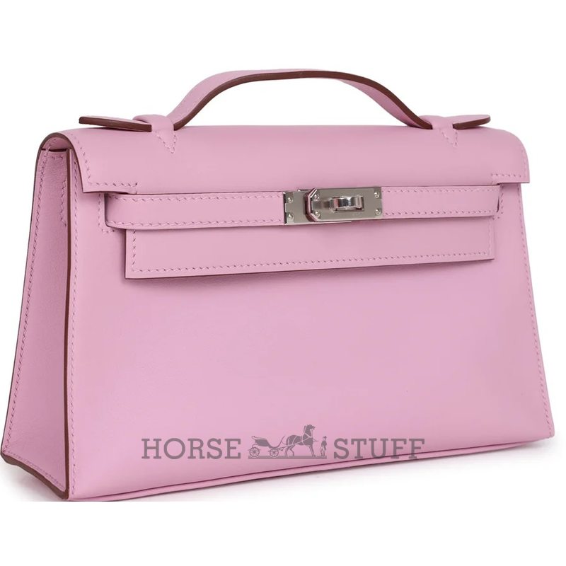 HERMÈS KELLY POCHETTE CLUTCH Mauve Sylvestre Swift PHW