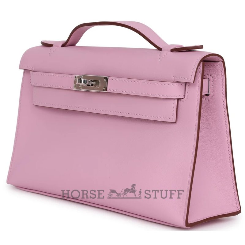 HERMÈS KELLY POCHETTE CLUTCH Mauve Sylvestre Swift PHW