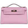 HERMÈS KELLY POCHETTE CLUTCH Mauve Sylvestre Swift RGHW