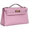HERMÈS KELLY POCHETTE CLUTCH Mauve Sylvestre Swift RGHW