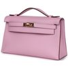 HERMÈS KELLY POCHETTE CLUTCH Mauve Sylvestre Swift RGHW