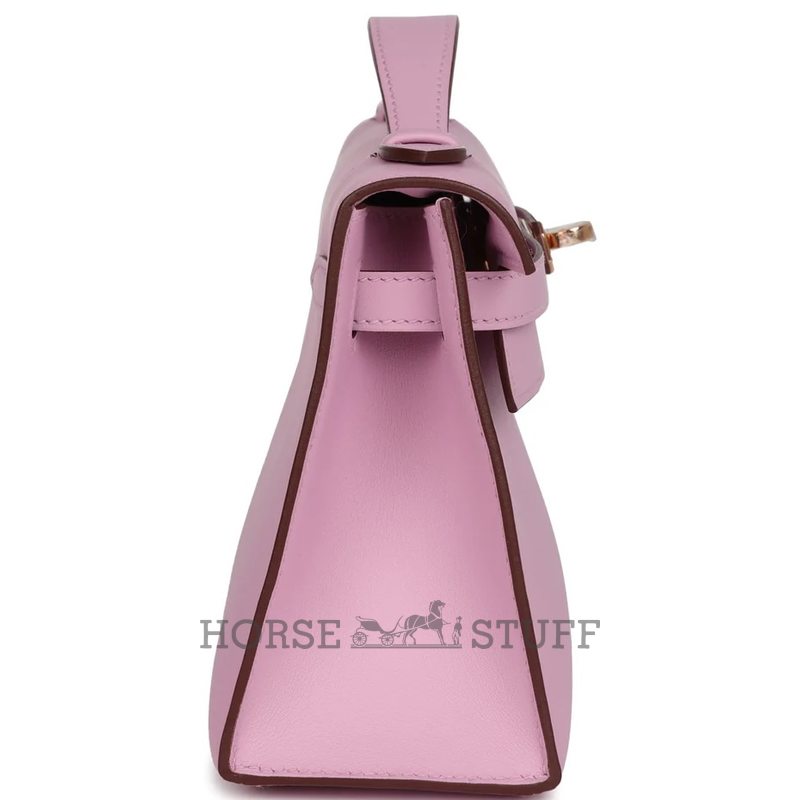HERMÈS KELLY POCHETTE CLUTCH Mauve Sylvestre Swift RGHW