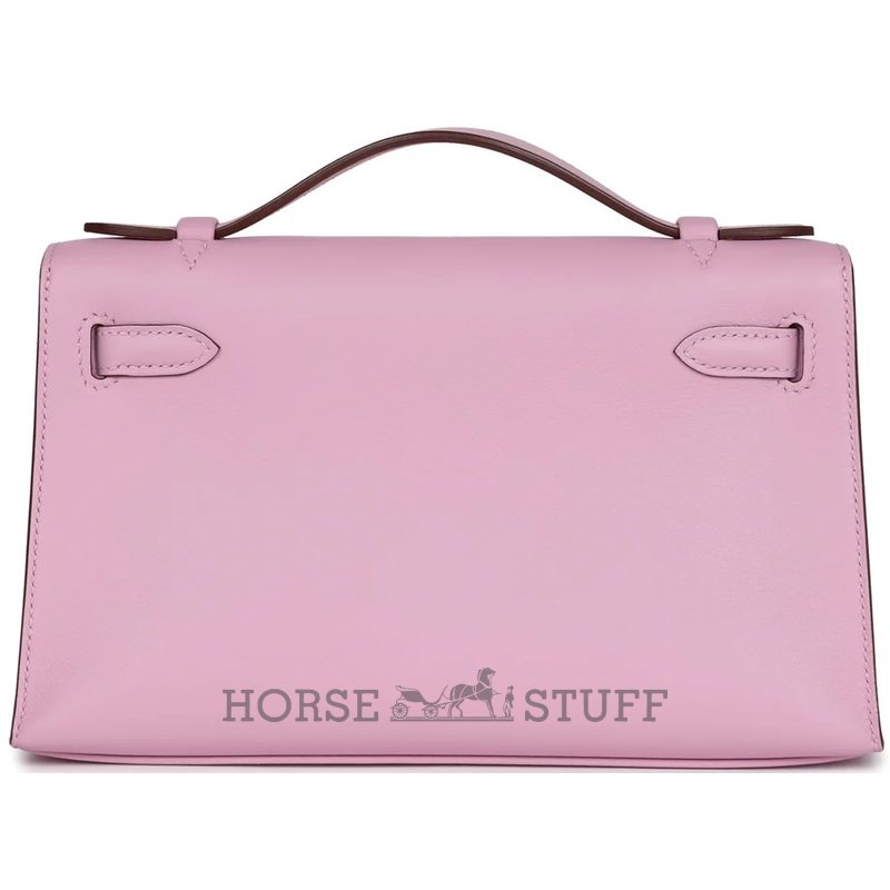 HERMÈS KELLY POCHETTE CLUTCH Mauve Sylvestre Swift RGHW