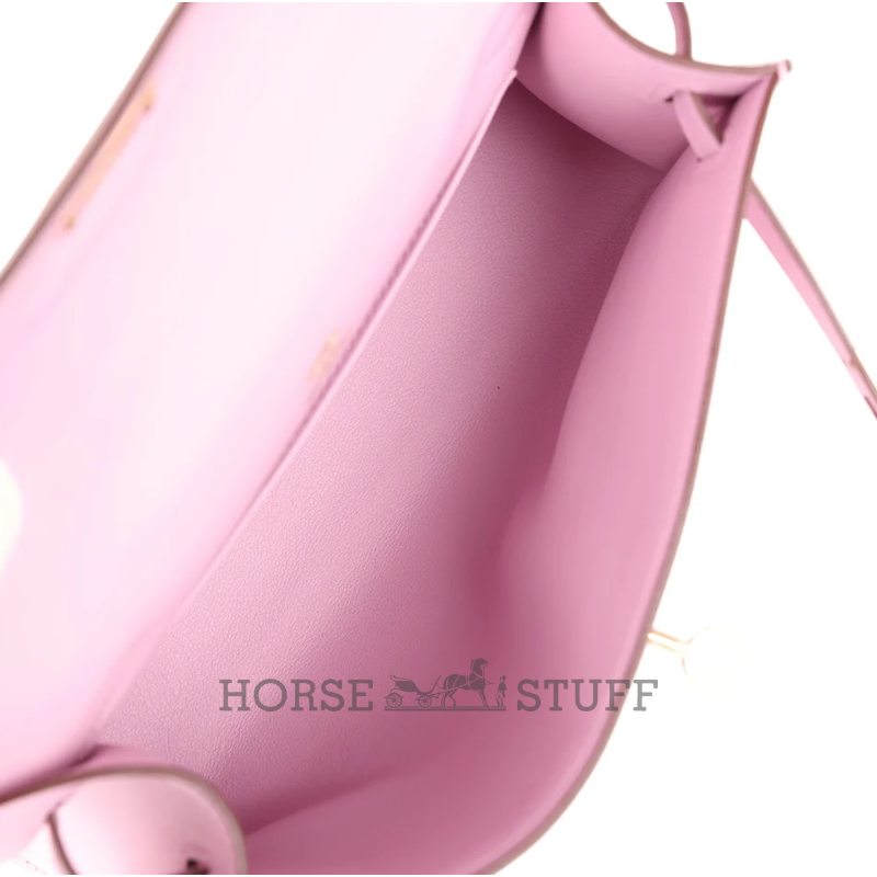 HERMÈS KELLY POCHETTE CLUTCH Mauve Sylvestre Swift RGHW
