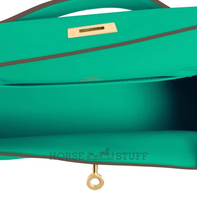 Hermès Kelly Pochette Clutch Menthe Swift GHW