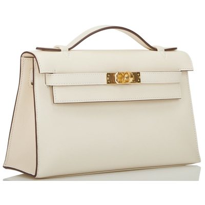 Hermès Kelly Pochette Clutch Nata Swift GHW