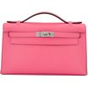 HERMÈS KELLY POCHETTE CLUTCH Rose Azalee Swift PHW