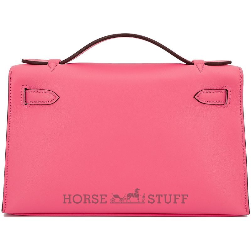 HERMÈS KELLY POCHETTE CLUTCH Rose Azalee Swift PHW