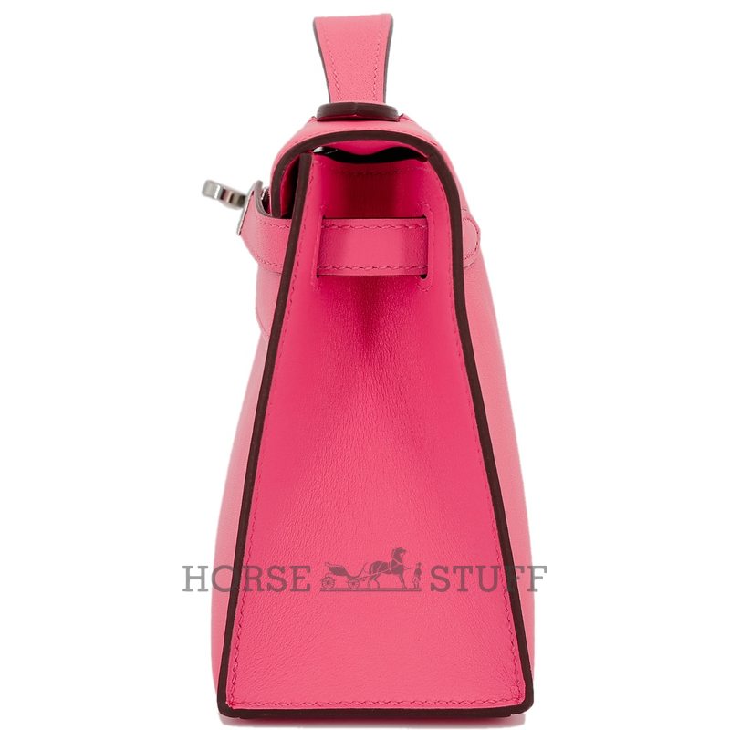 HERMÈS KELLY POCHETTE CLUTCH Rose Azalee Swift PHW