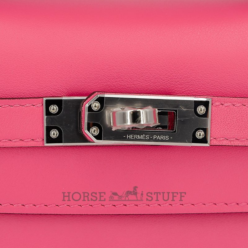 HERMÈS KELLY POCHETTE CLUTCH Rose Azalee Swift PHW