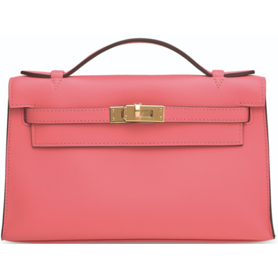 Hermès Kelly Pochette Clutch Rose d'Ete Swift GHW 