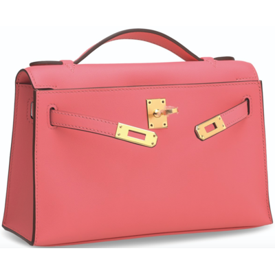 Hermès Kelly Pochette Clutch Rose d'Ete Swift GHW 