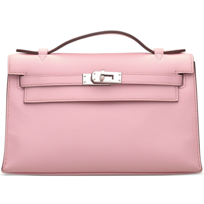 Hermès Kelly Pochette Clutch Rose Sakura Swift PHW 