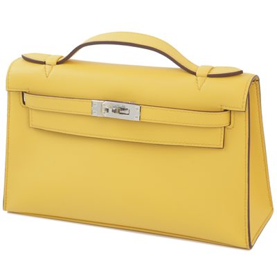 HERMÈS KELLY POCHETTE CLUTCH Sun Swift PHW